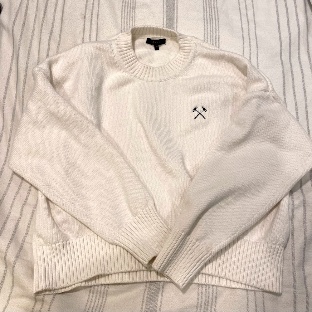 Quince Monogrammed 100% Organic Cotton Boyfriend Crew Sweater